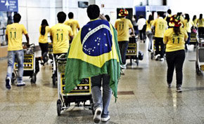 Llegada de peregrinos brasileños a Barajas en agosto pasado con motivo de la JMJ y la visita del Papa a España