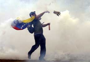 Manifestación en Venezuela en febrero de 2014. 