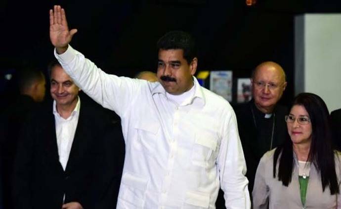 El presidente Nicolás Maduro, el pasado domingo, poco antes de que se reuniera con la oposición para inaugurar los diálogos.