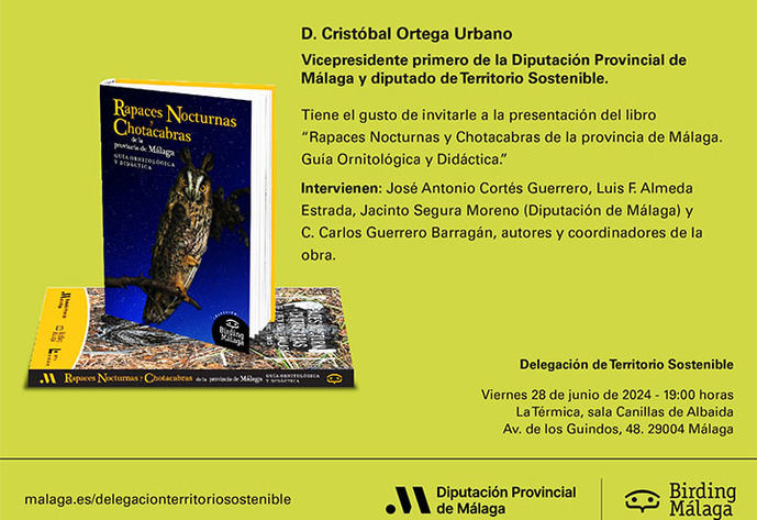 La Diputación presenta el libro ‘Rapaces Nocturnas y Chotacabras en la provincia de Málaga’